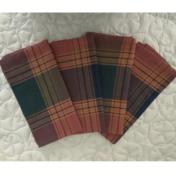 Plaid Cotton Napkins - Set of 4 - Picture 1 of 3